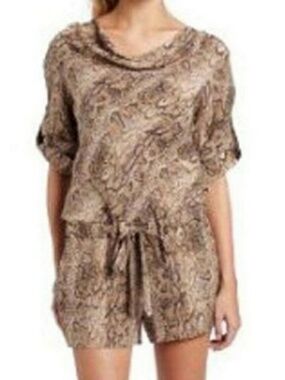 BCBG Maxazria Silk Snake Print Romper Size L
